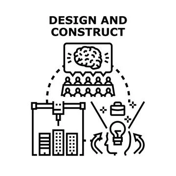Design and construct process diagram concept Stock Illustration