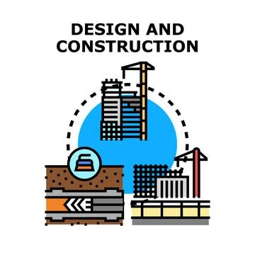 Design and construction process engineering and architectural planning Illustrazione stock