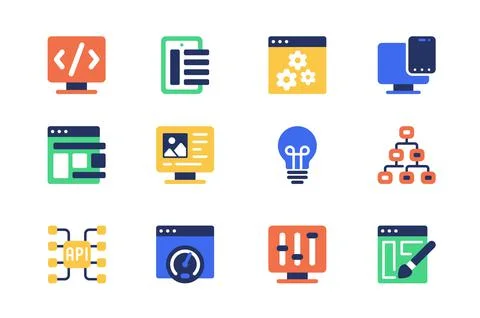 Design and development concept of web icons set in simple flat design. Pack of Stock Illustration