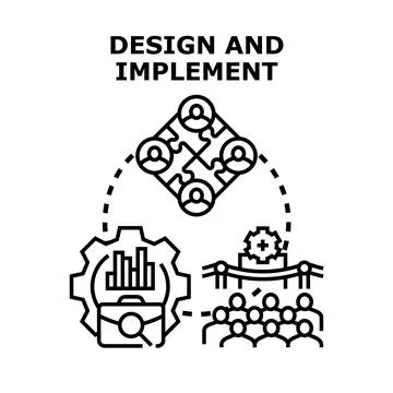 Design and implement business project strategy and launch 库存插图