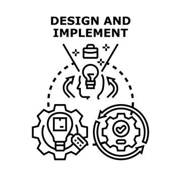 Design and implement creative business project scheme Stock Illustration
