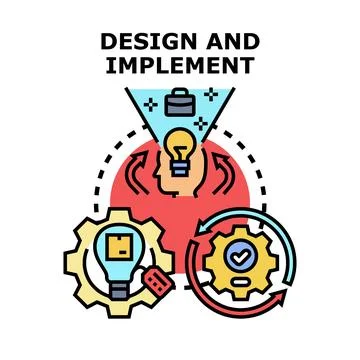 Design and implement creative business project scheme Illustrazione stock