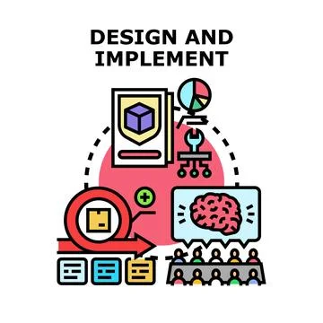 Design and implement project development process concept 库存插图
