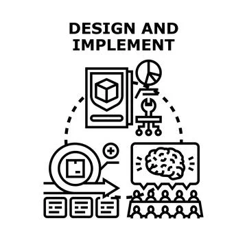 Design and implement project development process concept 库存插图