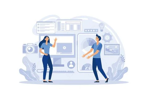 Design and programming banner, web landing page, advertisement. Designers w.. Stockillustratie