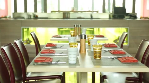 Design and table serving in the restaurant Stock Footage 92257200