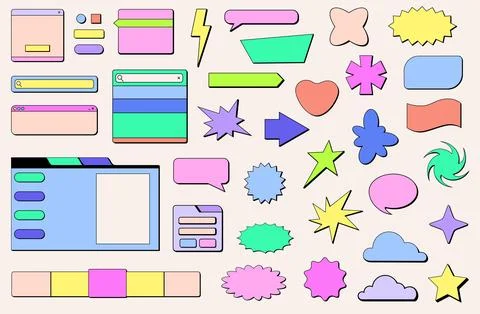 Design and web design elements in neo brutalism style. イラスト素材