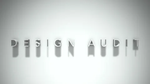 Design audit 3D title animation white text on a white background Stock Footage 299373517