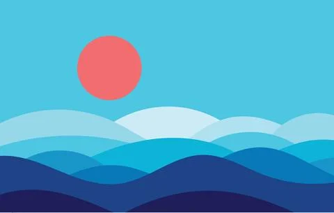 Design background blue wave ocean lake japan unique Stockillustratie