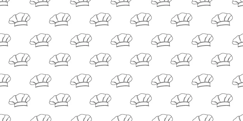 Design background chef hat line stroke sketch repeat  infinite Stock Illustration