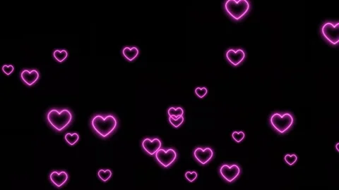 Design background with isolated romantic symbols. Neon signs in shapes of hearts Video stock 262983448