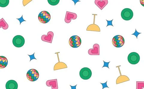 Design background party object retro bold vibrant unique abstract Stock Illustration