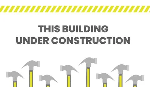 Design banner hammer building unique abstract city Illustration