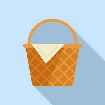 Design basket icon flat vector. Picnic hamper Illustration