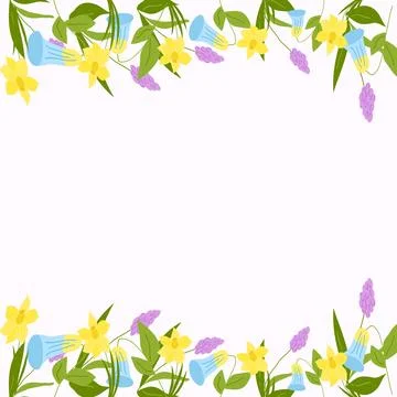 Design a beautiful frame of spring flowers. Stock Illustration