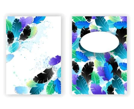 Design with blue feathers, feather イラスト素材