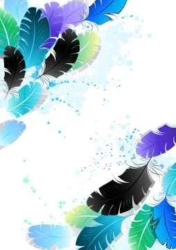 Design with Blue Feathers Stock Illustration