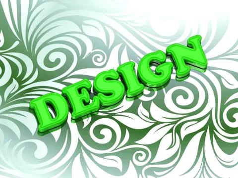 DESIGN- bright color letters on nice green ornament background Stock Illustration