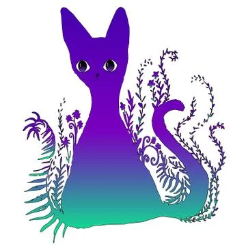 Design is a bright colorful surreal surreal cat. Stock Illustration