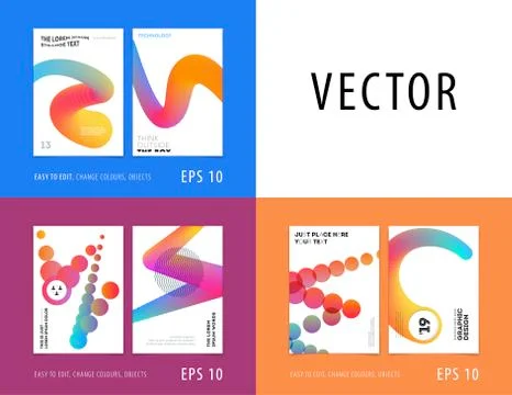 Design of brochure soft template cover. Colourful modern abstract set, annual Stock Illustration
