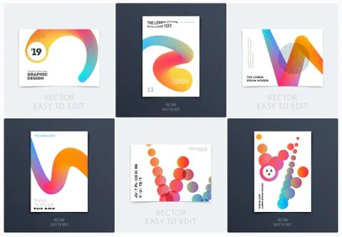 Design of brochure soft template cover. Colourful modern abstract set, annual Stock-Illustration