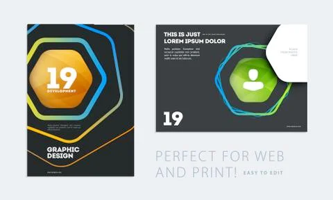 Design of brochure soft template cover. Colourful modern abstract set, annual Stock Illustration