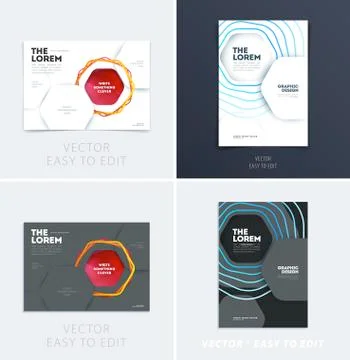 Design of brochure soft template cover. Colourful modern abstract set, annual Stock Illustration