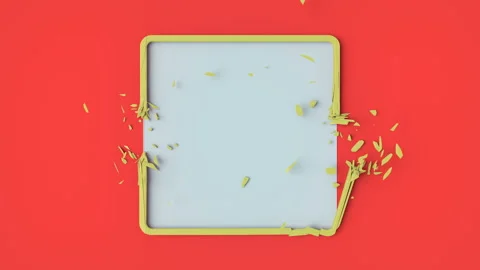 Design of broken rectangular frame, slow motion destruction animation. 3d render Stock-Footage 114233100