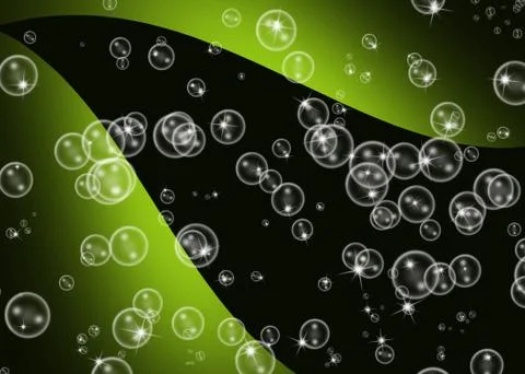 Design bubbles texture with green and black background Stock Illustration