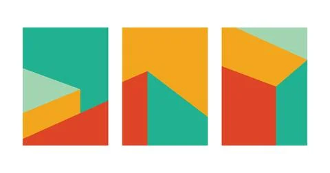 Design building wall art perspective view unique abstract set Stock Illustration