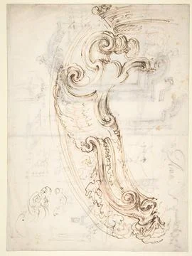 Design for a Cartouche (recto); Designs for Frames (verso) 161064 Stefano d.. Foto stock