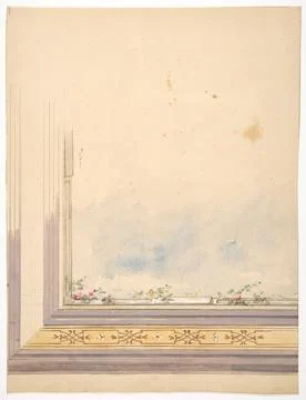 Design for a ceiling painted with clouds and flowering vines 183097 Jules-E.. Stock Illustration