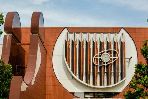 Design of the central part of the Odintsov Language Gymnasium building Foto stock