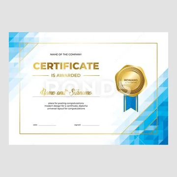 Design of certificate, diploma, modern geometric design Stock Illustration