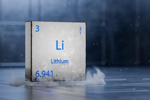 Design of the chemical element lithium with the element name, atomic weight,  Stock Illustration