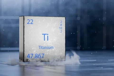 Design of the chemical element Titanium with the element name, atomic weight, Stock Illustration
