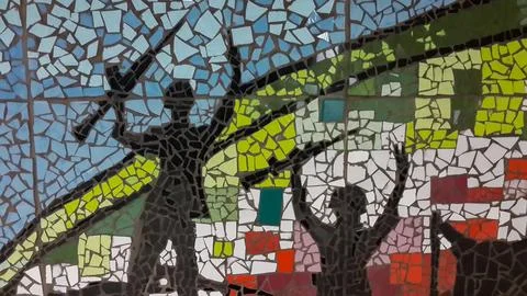 A design in the city of Pardis with a tile that represents victory Stock Photos