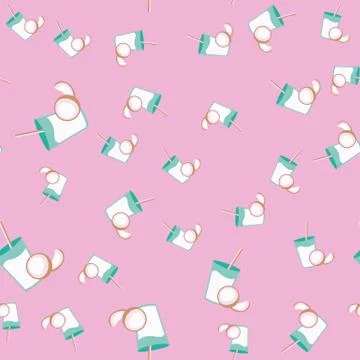 Design of coconut cocktail creative pattern. Stock Photos