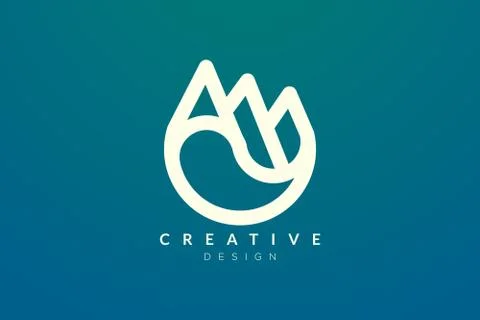 The design of the combined logo of mountain objects with water droplet. Minim 스톡 일러스트