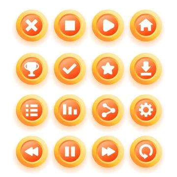 Design for complete set of level button game popup icon window and elements Stock Illustration