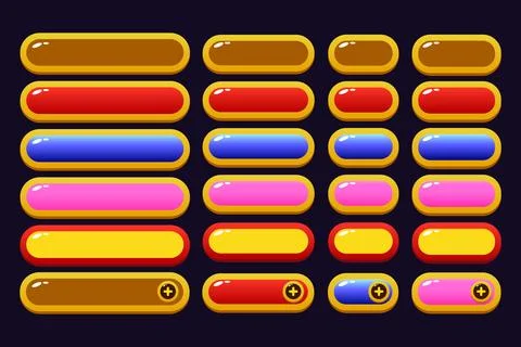 Design for complete set of level button game popup icon window and elements Illustrazione stock