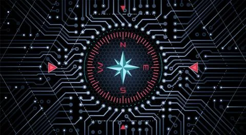 Design Concept of an Analog-Digital Compass Stock Illustration