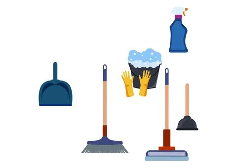 Design concept of cleaning services. Flat style vector illustration Illustrazione stock