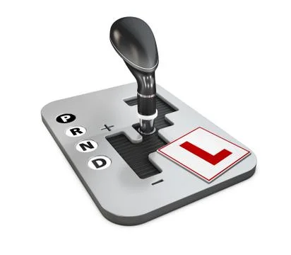 Design concept of driving school with automatic gear shift and learn to drive Stock Illustration