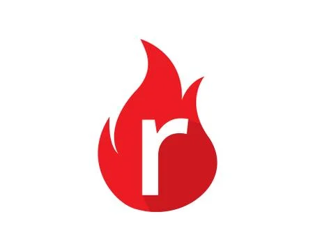 Design concept fire with Initial R Letter Logo Design Stock Illustration