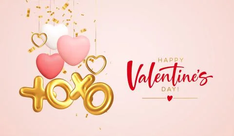 Design concept for a poster background for Valentines Day with gold, red Stock Illustration