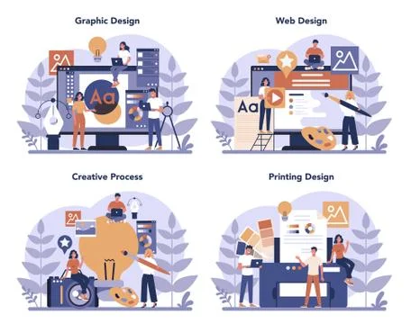 Design concept set. Graphic, web, printing design. Digital drawing Stockillustratie