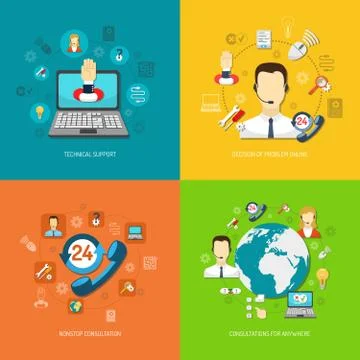Design concept set for support Stock Illustration