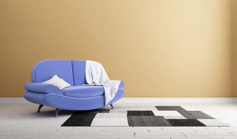 Design concept sofa on wall modern interior .3d rendering Stock Illustration