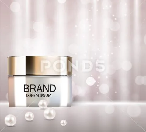 Design Cosmetics Product Template for Ads or Magazine Background. 3D Realisti Stock Illustration